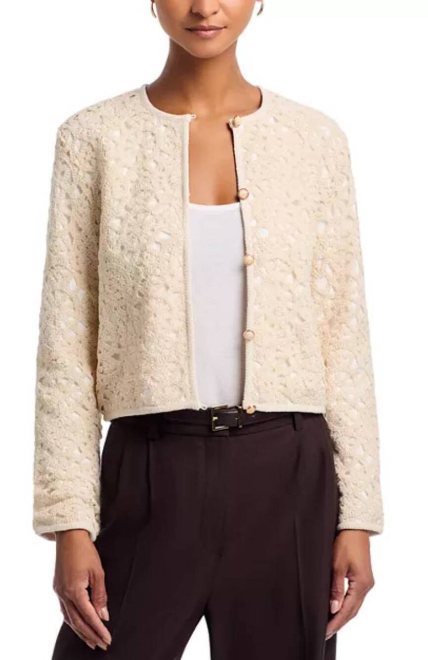NEW FRENCH CONNECTION geo shell textured jacket in ecru